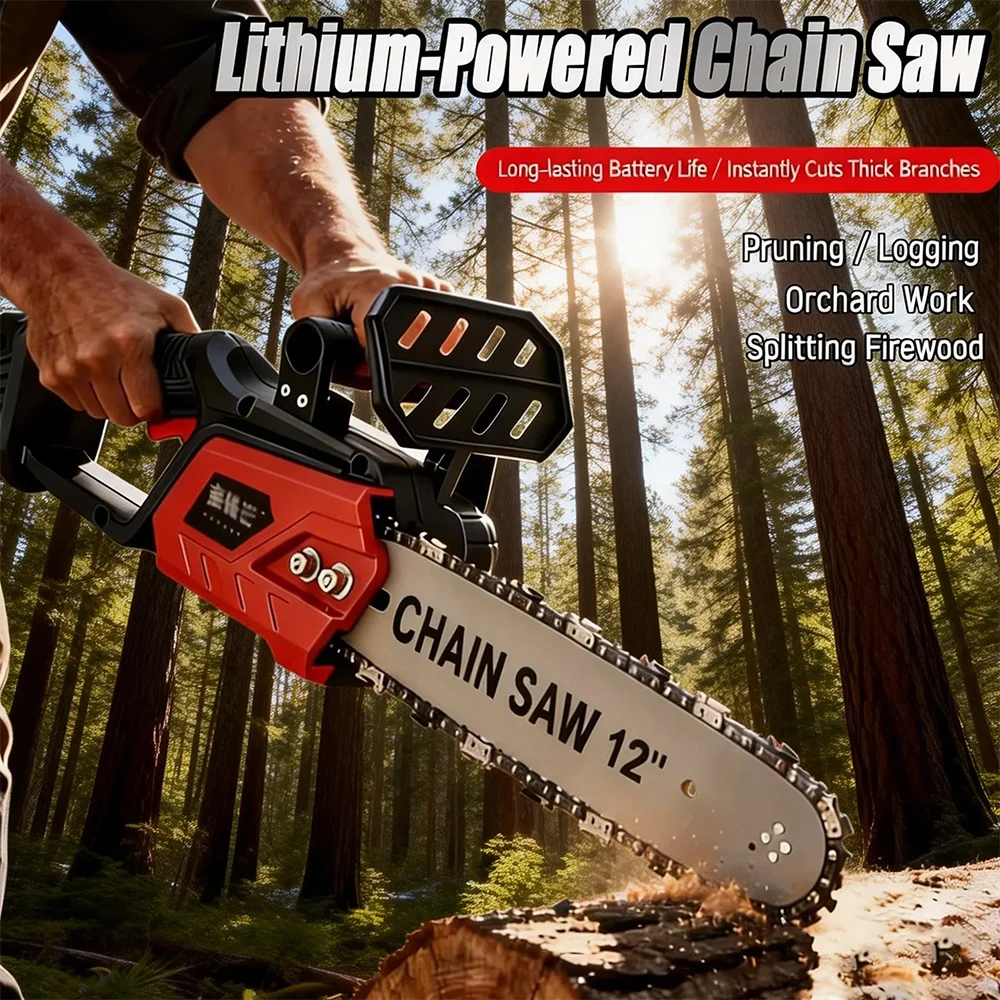 Cordless Chainsaw 12 Inch Battery - Draadloze elektrische kettingzaag 12/16 inch oplaadbare