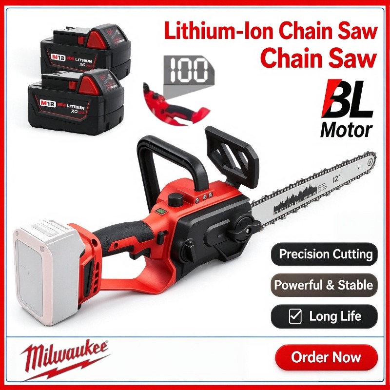 Cordless Chainsaw 12 Inch Battery - Milwaukee Draadloze 12 Inch Kettingzaag Elektrische