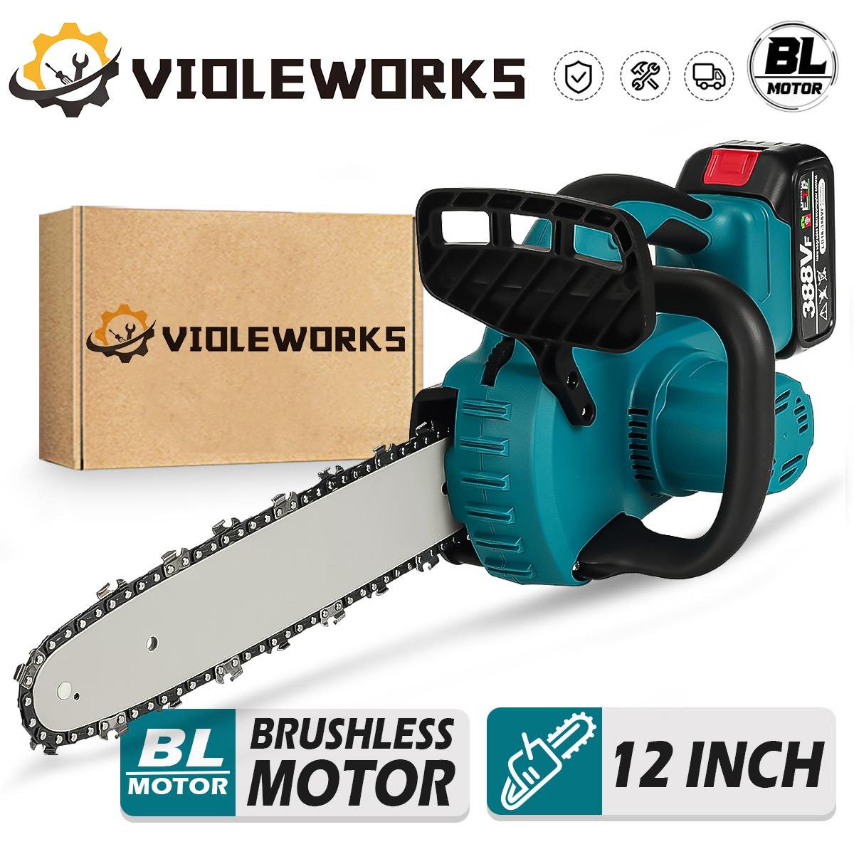 Cordless Chainsaw 12 Inch Battery - 12 Inch 5000W Draadloze Borstelloze Elektrische