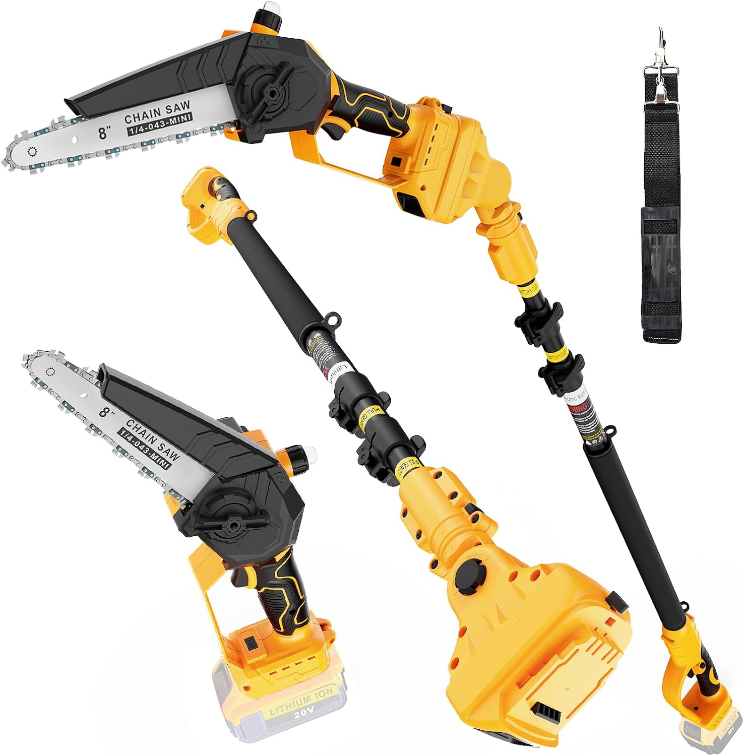 Brushless Chainsaw 8 Inch 20V - 2-in-1 snoerloze telescopische zaag, compatibel met