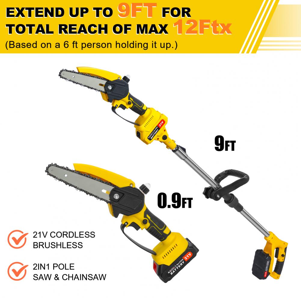 Mini Chainsaw 6 Inch Cordless - 2-in-1 Tuin Snoerloze Telescopische Zaag Mini