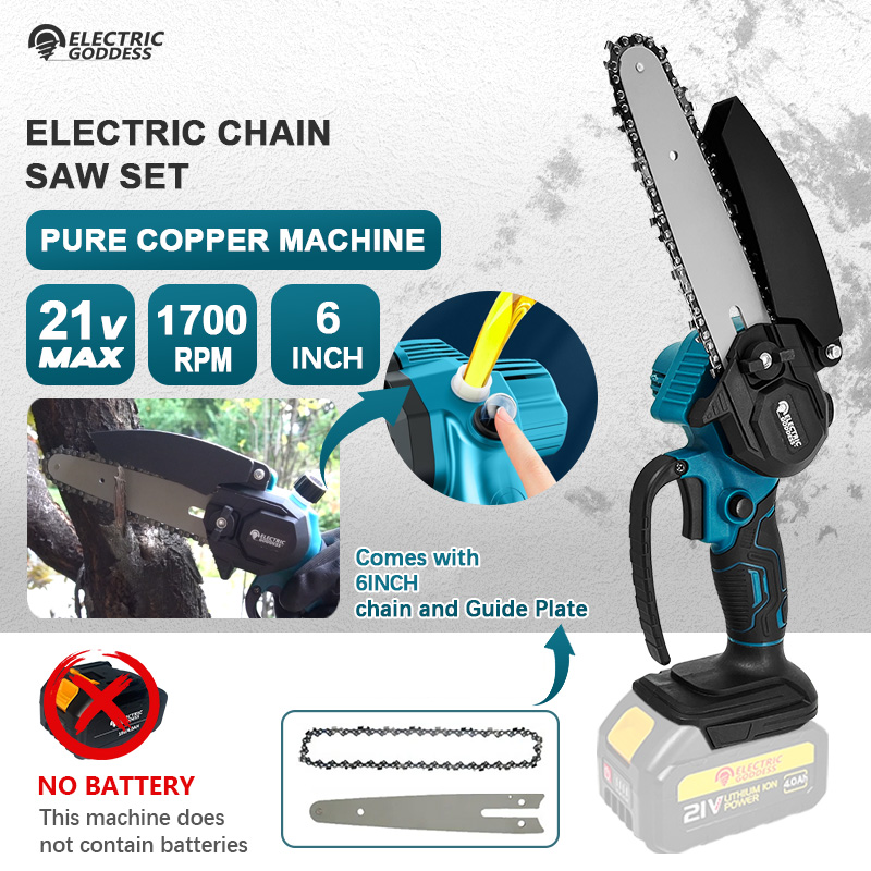 Mini Chainsaw 6 Inch Cordless - 1700 RPM 6 inch mini draadloze