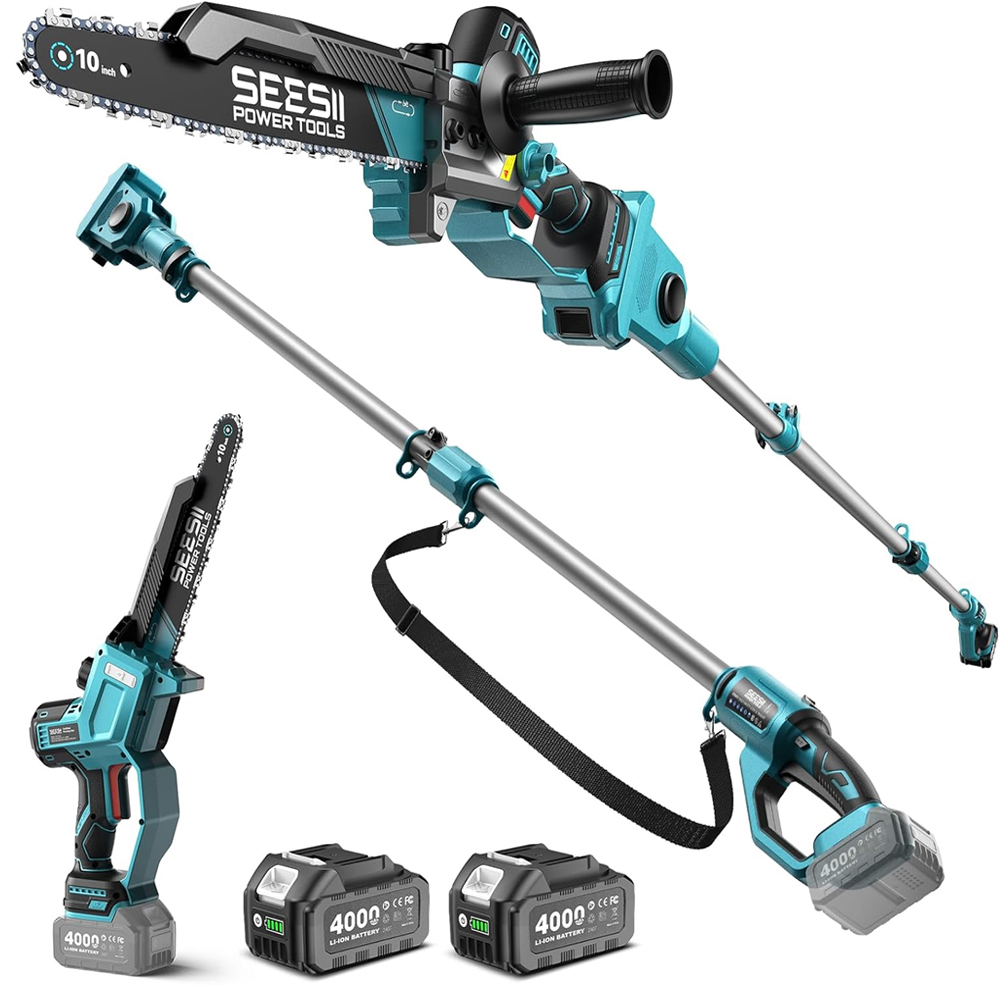Pole Saw Cordless Telescopic - SEESII 10 inch 2-in-1 draadloze paalzaag,
