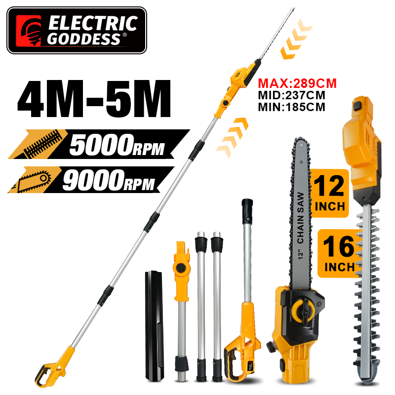 Cordless Chainsaw 12 Inch Battery - 2-in-1 elektrische snoeischaar voor hoge takken,