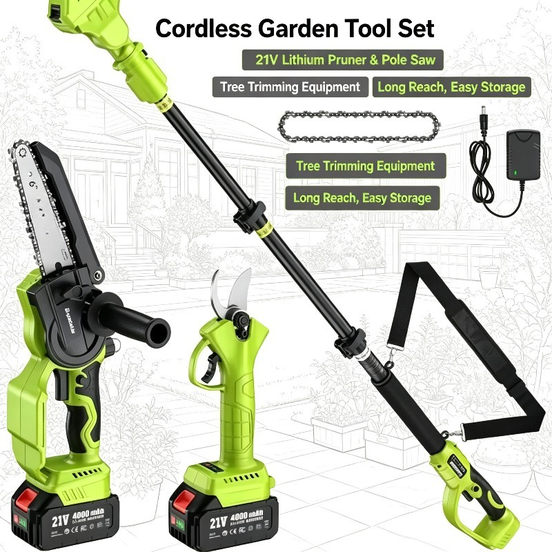 Pole Saw Cordless Telescopic - 4-in-1 draadloze elektrische zaag met 8
