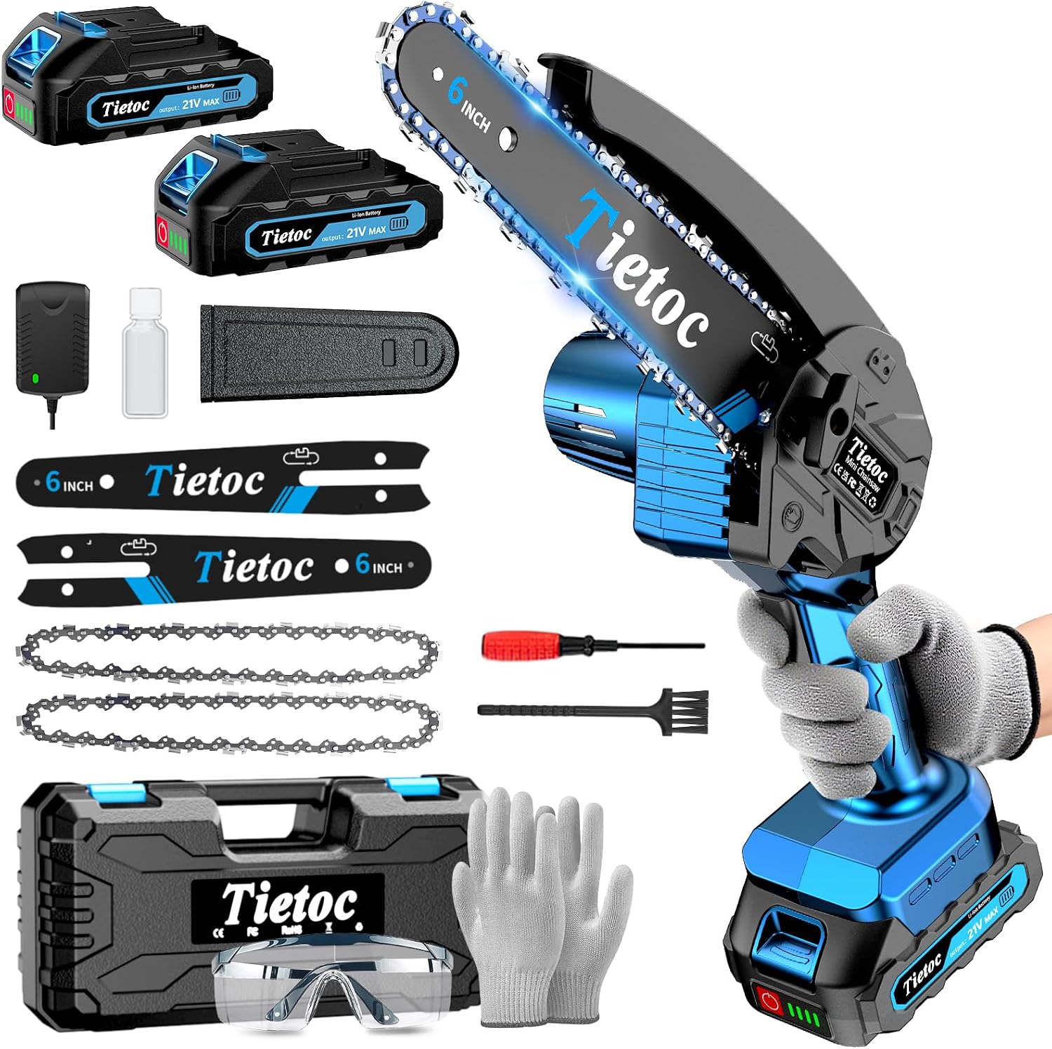 Mini Chainsaw 6 Inch Cordless - Mini-kettingzaag, 6 inch draadloze kettingzaag, 880W
