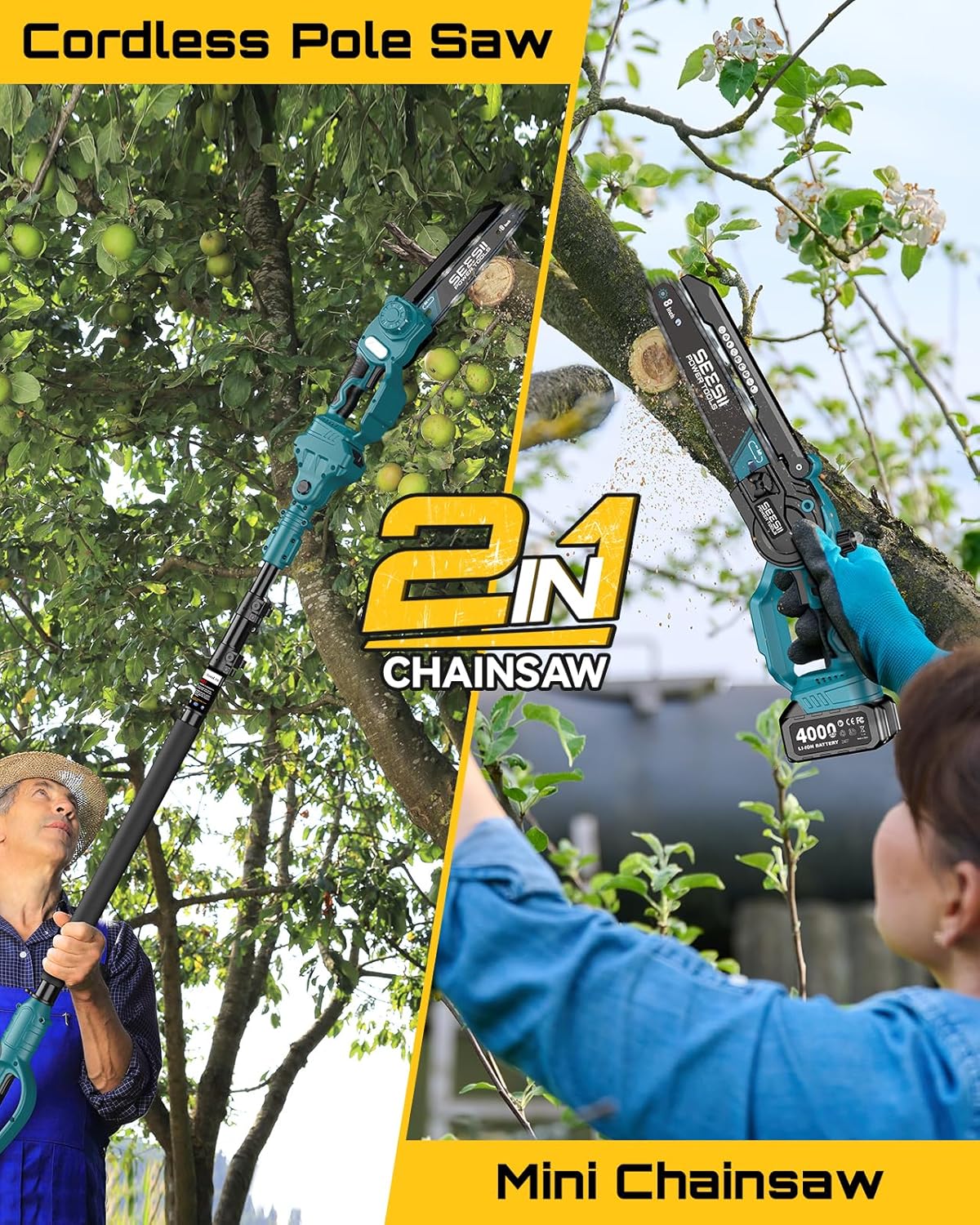 SEESII 8'' Polesaw borstelloze - Pole Saw Cordless Telescopic recensie en prijs
