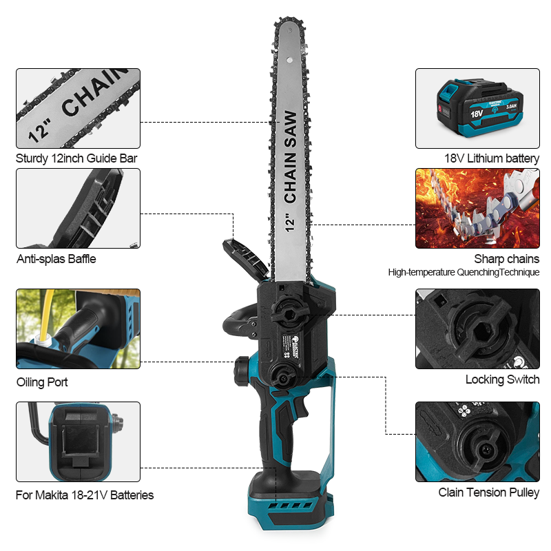 12-inch Draadloze Blauwe Elekt - Cordless Chainsaw 12 Inch Battery recensie en prijs