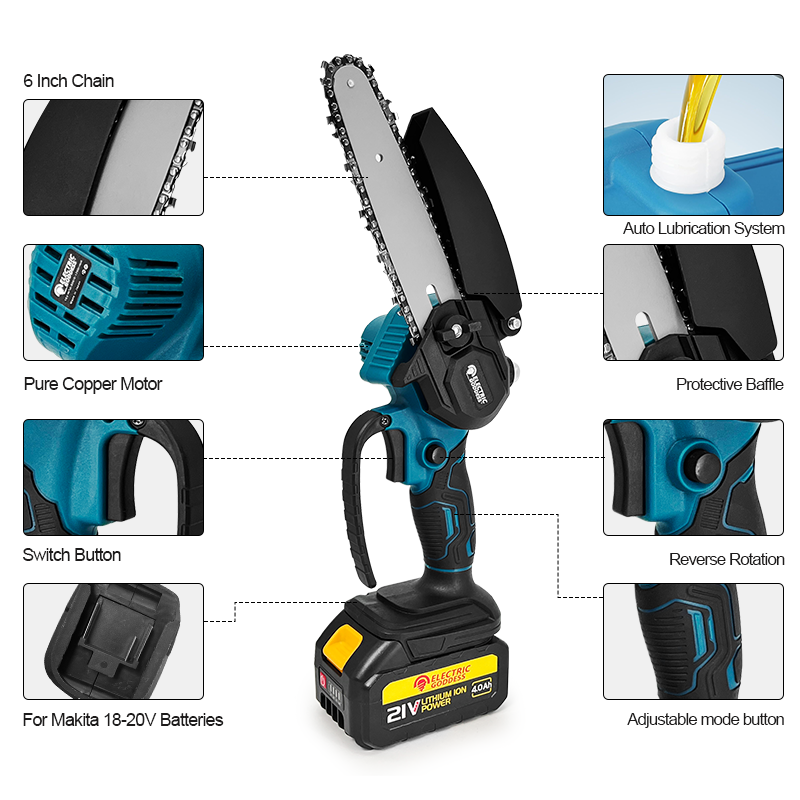 1700 RPM 6 inch mini draadloze - Mini Chainsaw 6 Inch Cordless recensie en prijs